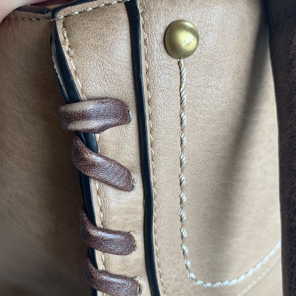 Treska brown and tan purse handbag satchel vegan leather - Picture 10 of 10